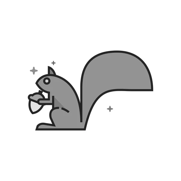 Flat Grayscale Icon - Squirrel — Stock Vector