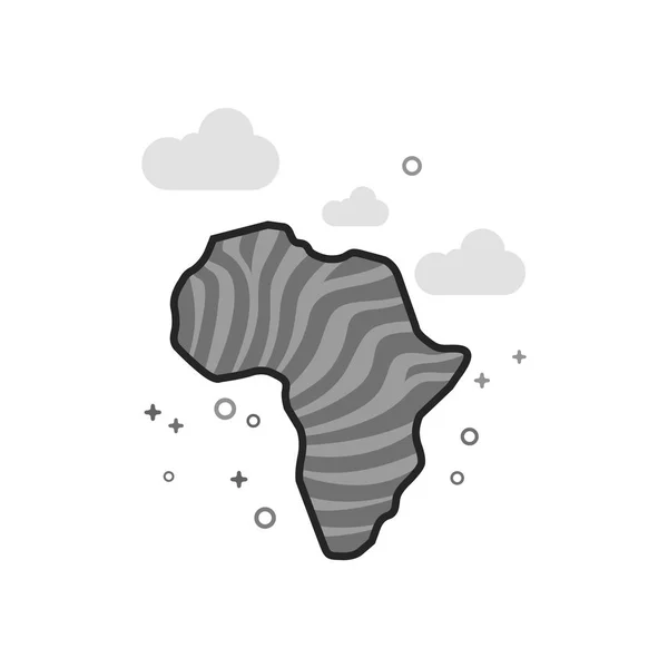 Flat Grayscale Icon - Africa map striped — Stock Vector