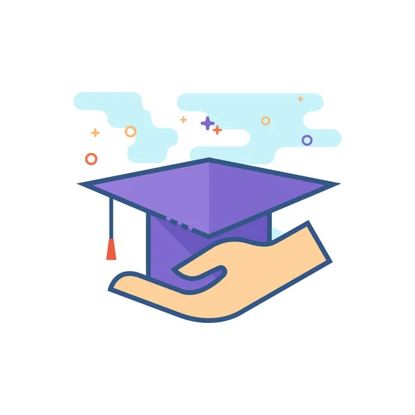 Icono Diploma Mano Estilo Color Plano Delineado Ilustración Vectorial — Vector de stock