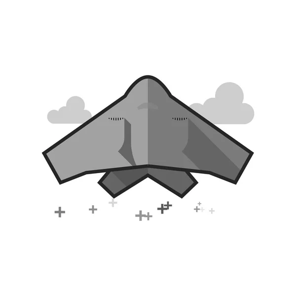 Stealth Bomber Icon Flat Outlined Grayscale Style Vector Illustration — Stock Vector