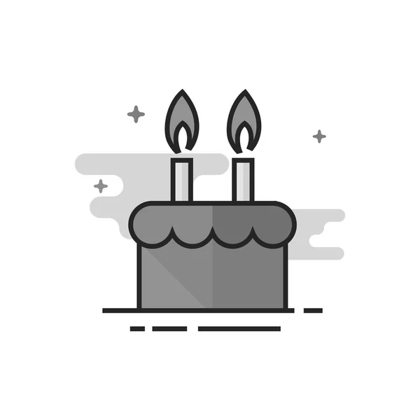 Icono Pastel Cumpleaños Estilo Plano Esbozado Escala Grises Ilustración Vectorial — Archivo Imágenes Vectoriales