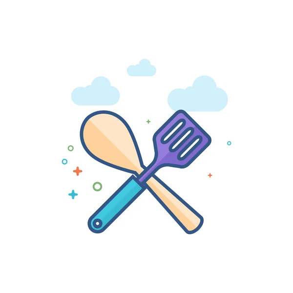 Spatula Icon Outlined Flat Color Style Vector Illustration — Stock Vector