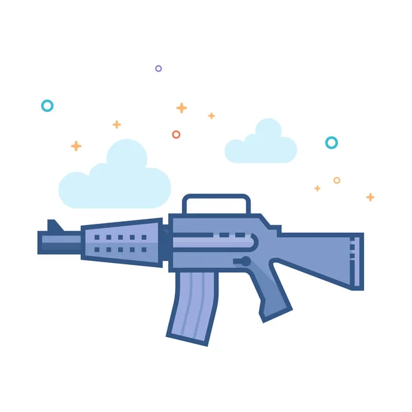 Sturmgewehr Symbol Umrissenen Flachen Farbstil Vektorillustration — Stockvektor