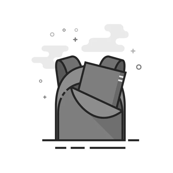 School Bag Icon Flat Outlined Grayscale Style Vector Illustration — Stock Vector