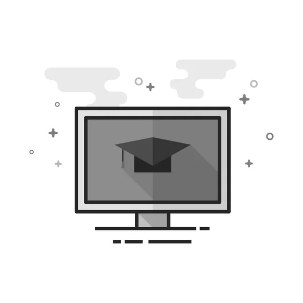 Online Vzdělávání Ikona Stylově Plochý Obrysy Stupních Šedi Vektorové Ilustrace — Stockový vektor