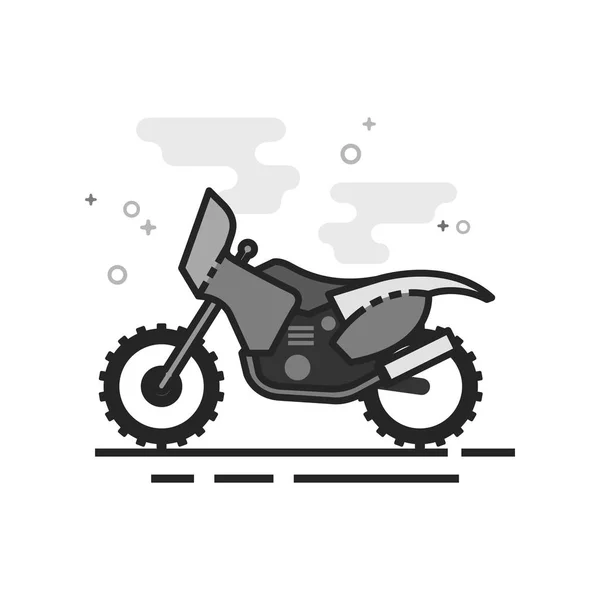 Motocross Ikona Stylu Płaski Kontur Skali Szarości Ilustracja Wektorowa — Wektor stockowy