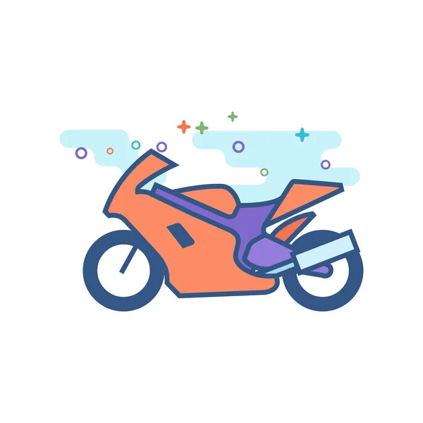 Icono Motocicleta Estilo Color Plano Delineado Ilustración Vectorial — Vector de stock