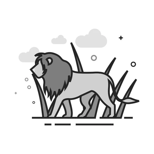 ไอคอนระดับสีเทาแบน - สิงโต — ภาพเวกเตอร์สต็อก