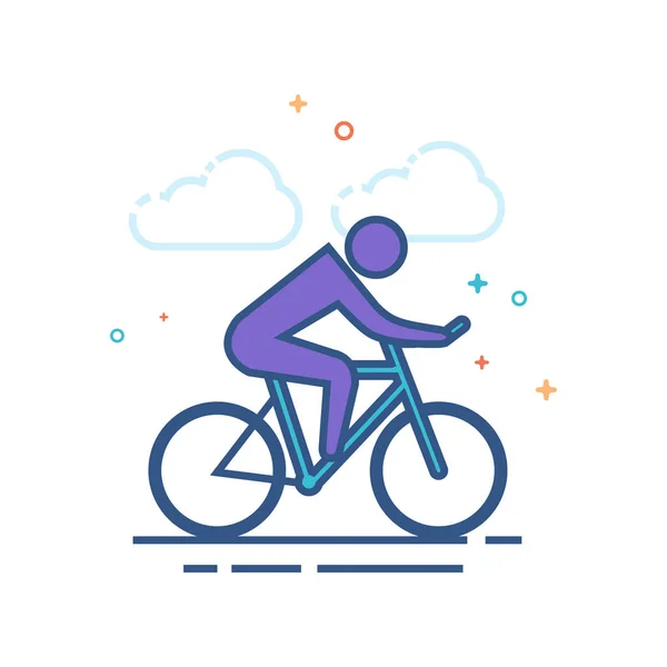 Icône Cyclisme Dans Style Couleur Plat Décrit Illustration Vectorielle — Image vectorielle