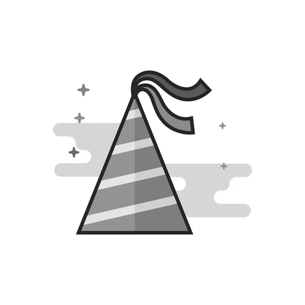 Icona in scala di grigi piatto - Cappello di compleanno — Vettoriale Stock