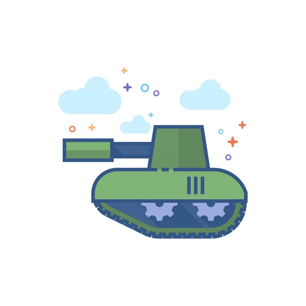 Tank Symbol Umrissenen Flachen Farbstil Vektorillustration — Stockvektor