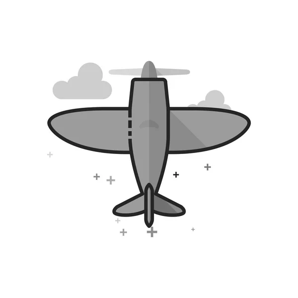 Icône Avion Vintage Dans Style Plat Esquissé Niveaux Gris Illustration — Image vectorielle