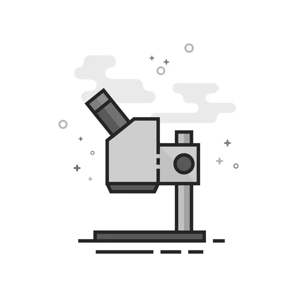 Flat Grayscale Icon - Microscope — Stock Vector