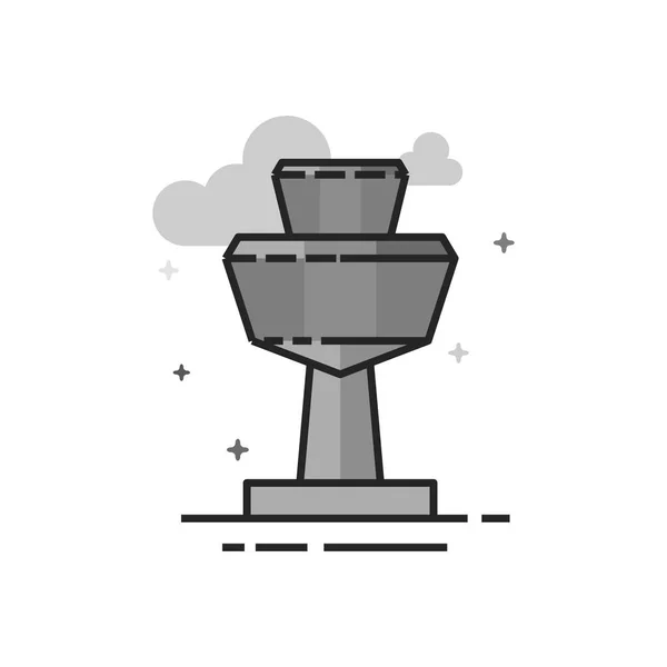 Icono Torre Del Aeropuerto Estilo Plano Esbozado Escala Grises Ilustración — Vector de stock