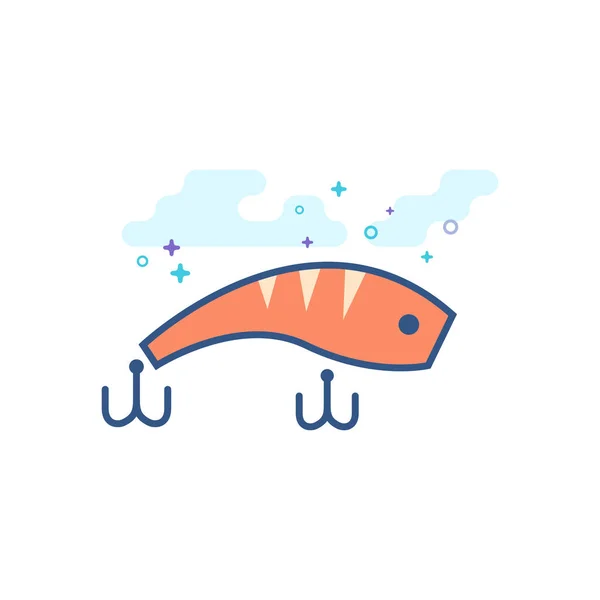 Fishing Lure Icon Outlined Flat Color Style Vector Illustration — Stock Vector