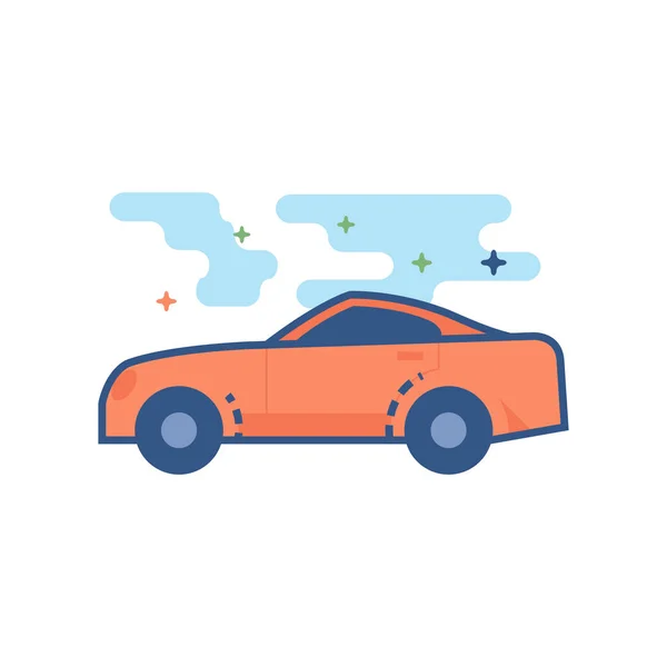 Ikon Mobil Sport Dalam Garis Besar Gaya Warna Datar Ilustrasi - Stok Vektor