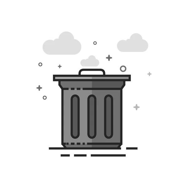 Trash Bin Icon Flat Outlined Grayscale Style Vector Illustration — Stock Vector