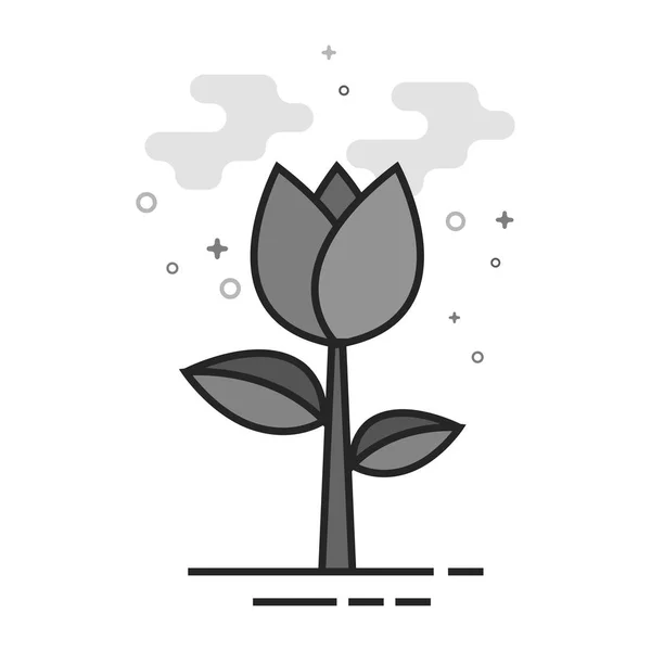 Icono de escala de grises plana - Rosa flor — Vector de stock