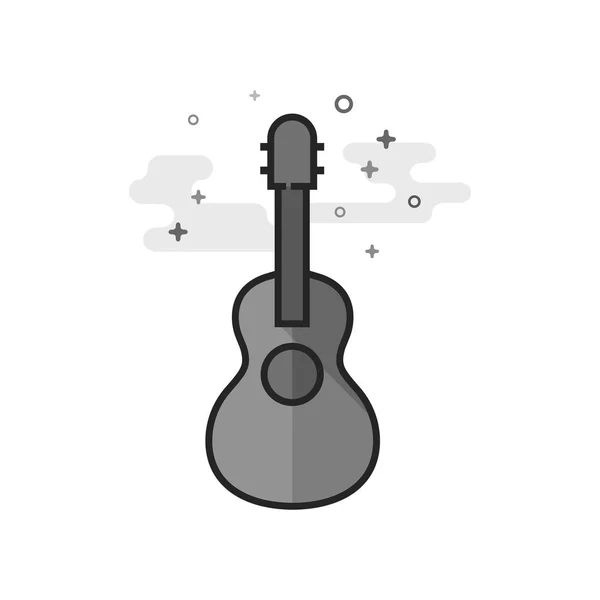 Guitar Icon Flat Outlined Grayscale Style Vector Illustration — Stock Vector