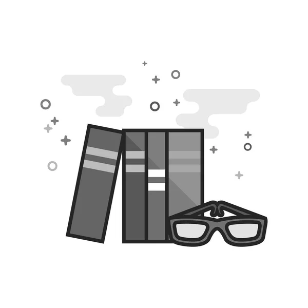 Icono Libros Gafas Estilo Plano Esbozado Escala Grises Ilustración Vectorial — Vector de stock