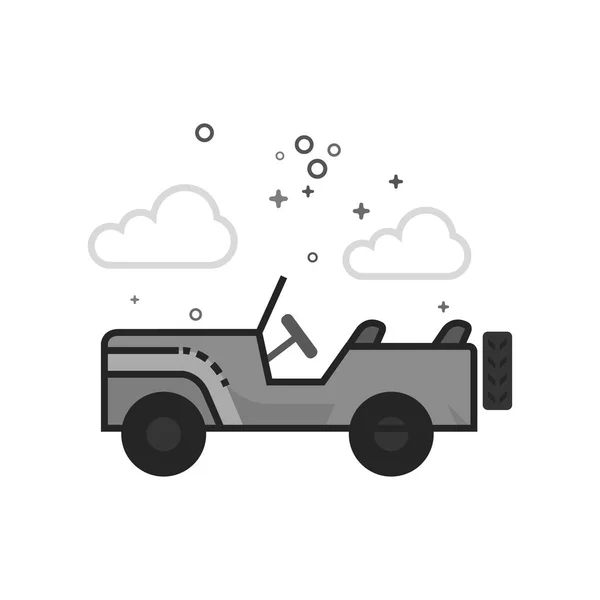 Flat Grayscale Icon - Military vehicle — Stock Vector