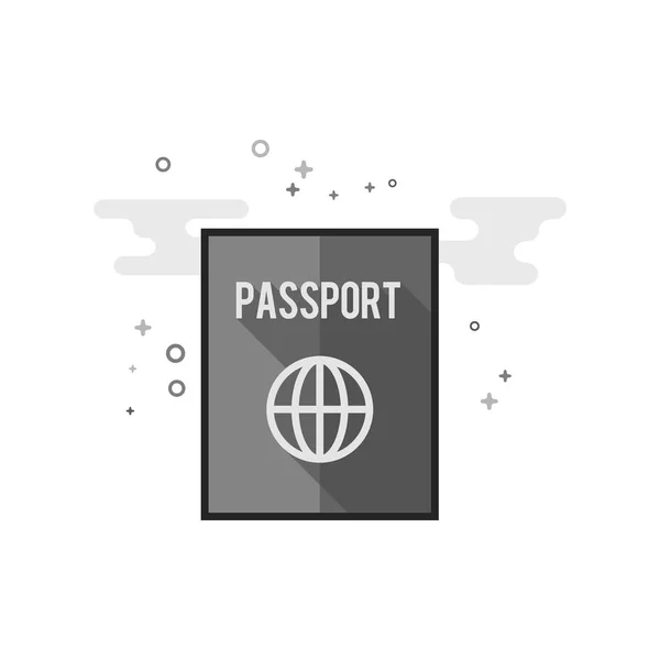 Flat Grayscale Icon - Passport — Stock Vector