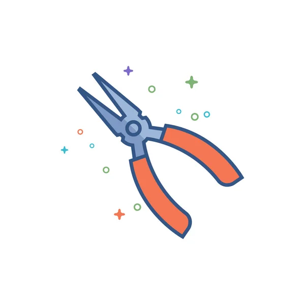 Pliers Icon Outlined Flat Color Style Vector Illustration — Stock Vector