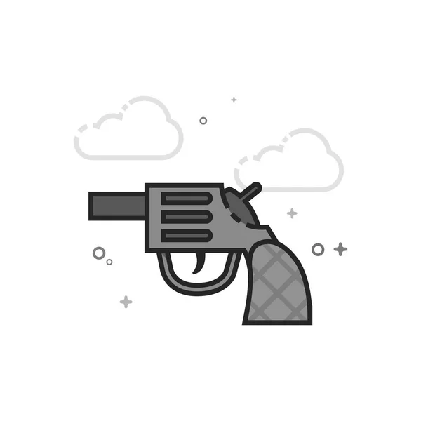 Revolver Geweer Pictogram Platte Overzicht Grijswaarden Stijl Vectorillustratie — Stockvector