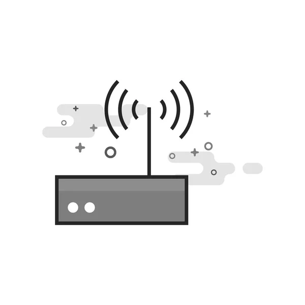 Icône plate en niveaux de gris - Routeur internet — Image vectorielle