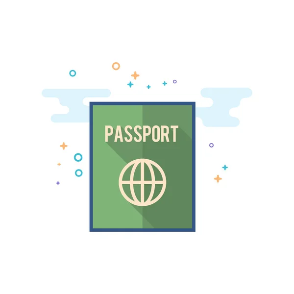 Icône Passeport Dans Style Couleur Plate Esquissée Illustration Vectorielle — Image vectorielle