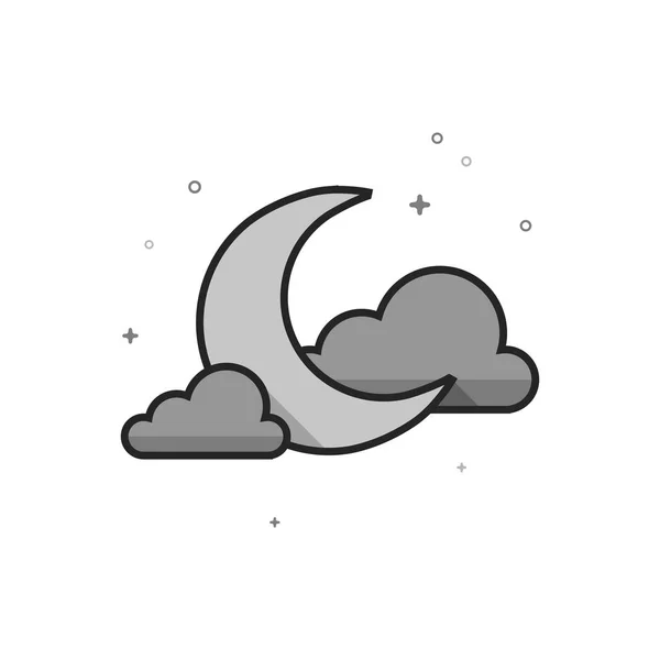 Icona in scala di grigi piatto - Meteo nuvoloso nuvoloso — Vettoriale Stock