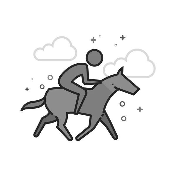 Flat Grayscale Icon - Horse riding — Stock Vector