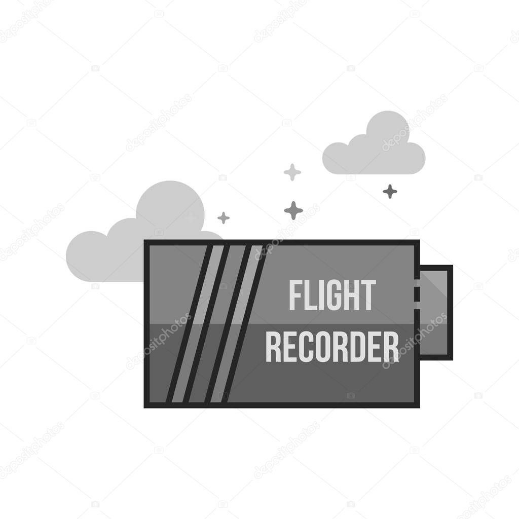 Flight recorder icon in flat outlined grayscale style. Vector illustration.