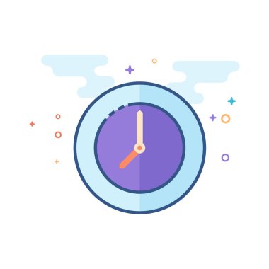 Saat simgesi Seviyelendirilmiş düz renk tarzı. Vektör çizim.