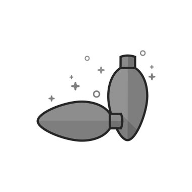 Düz çizgili gri tonlu ampul simgesi. vektör illüstrasyonu.