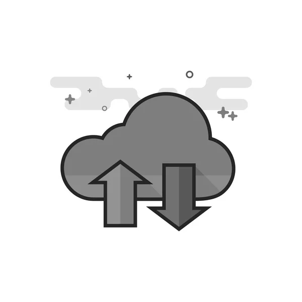 Icono Nube Con Flechas Estilo Plano Esbozado Escala Grises Ilustración — Archivo Imágenes Vectoriales