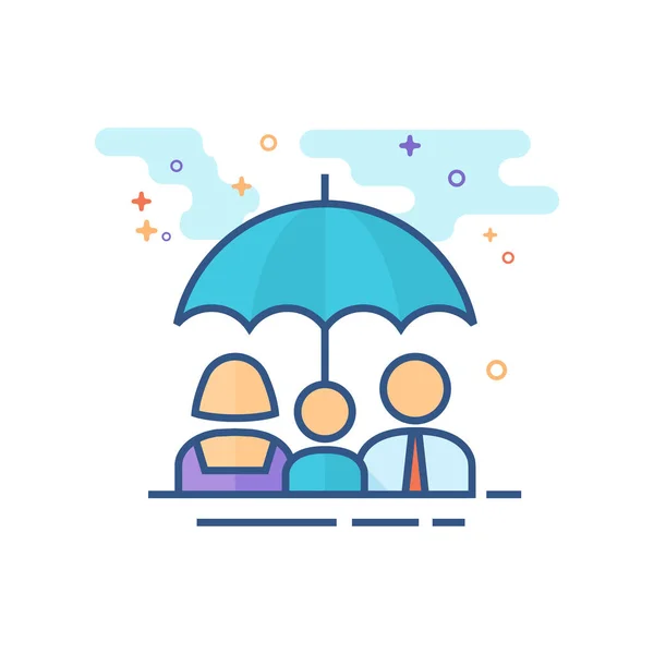 Family Umbrella Icon Outlined Flat Color Style Vector Illustration — Stock Vector