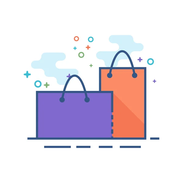 Shopping Bags Icon Outlined Flat Color Style Vector Illustration — Stock Vector