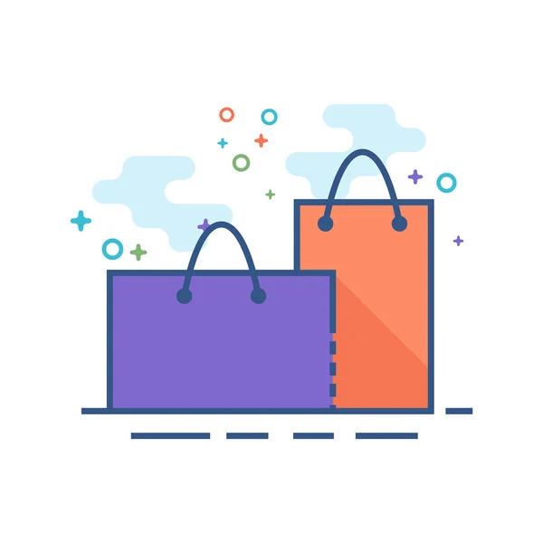 Icono Bolsas Compras Estilo Color Plano Delineado Ilustración Vectorial — Vector de stock