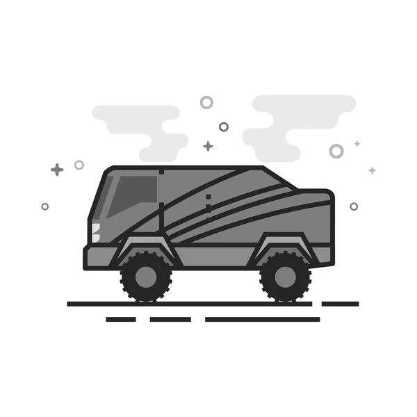 Rally Truck Pictogram Platte Overzicht Grijswaarden Stijl Vectorillustratie — Stockvector