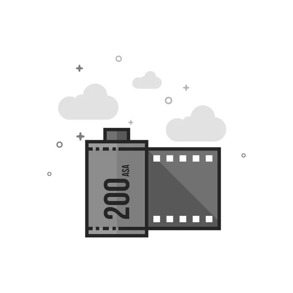 Icona in scala di grigi piatta - Film — Vettoriale Stock