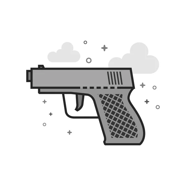 Arm Gun Icon Dalam Garis Datar Gaya Abu Abu Ilustrasi - Stok Vektor