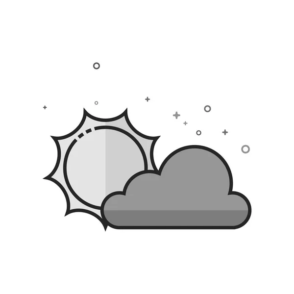 Icono de escala de grises plana - Previsión parcialmente nublado — Archivo Imágenes Vectoriales