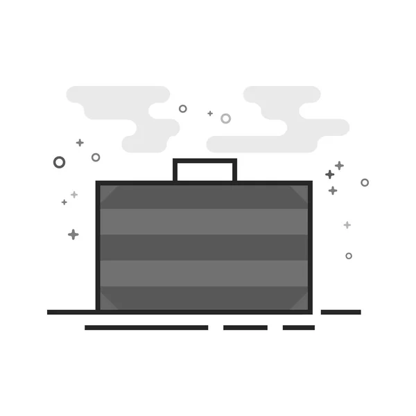 Business Suitcase Icon Flat Outlined Grayscale Style Vector Illustration — Stock Vector