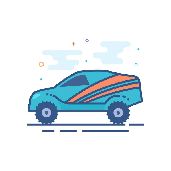 Rally Icono Coche Estilo Color Plano Delineado Ilustración Vectorial — Vector de stock