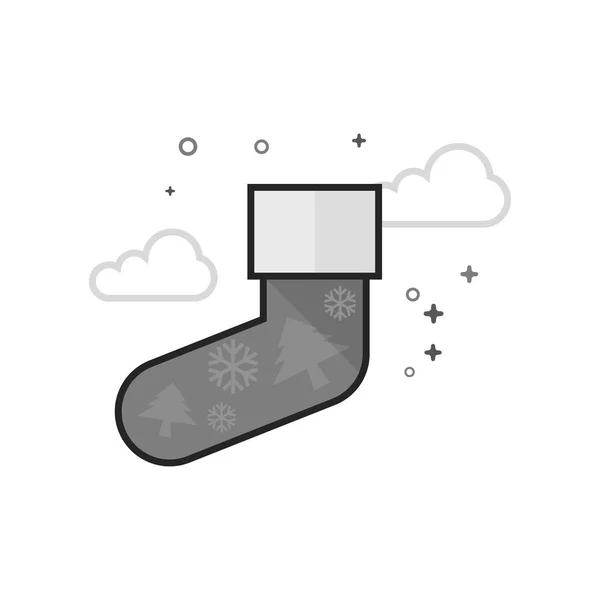 Christmas Sock Ikonen Plana Konturerade Gråskala Stil Vektorillustration — Stock vektor