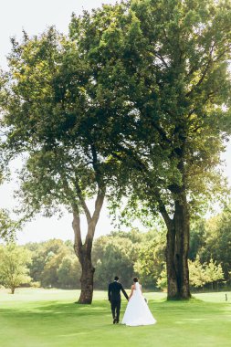 Evlilik çift tur araziden üzerinde iki ağaç