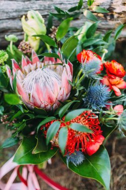 Rustik düğün buket yakın çekim görüntüsü. Sanat