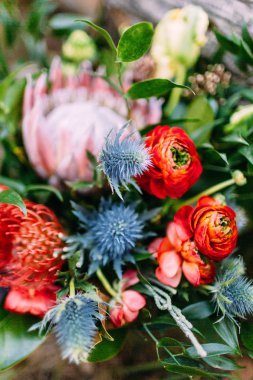 Rustik düğün buket yakın çekim görüntüsü. Sanat