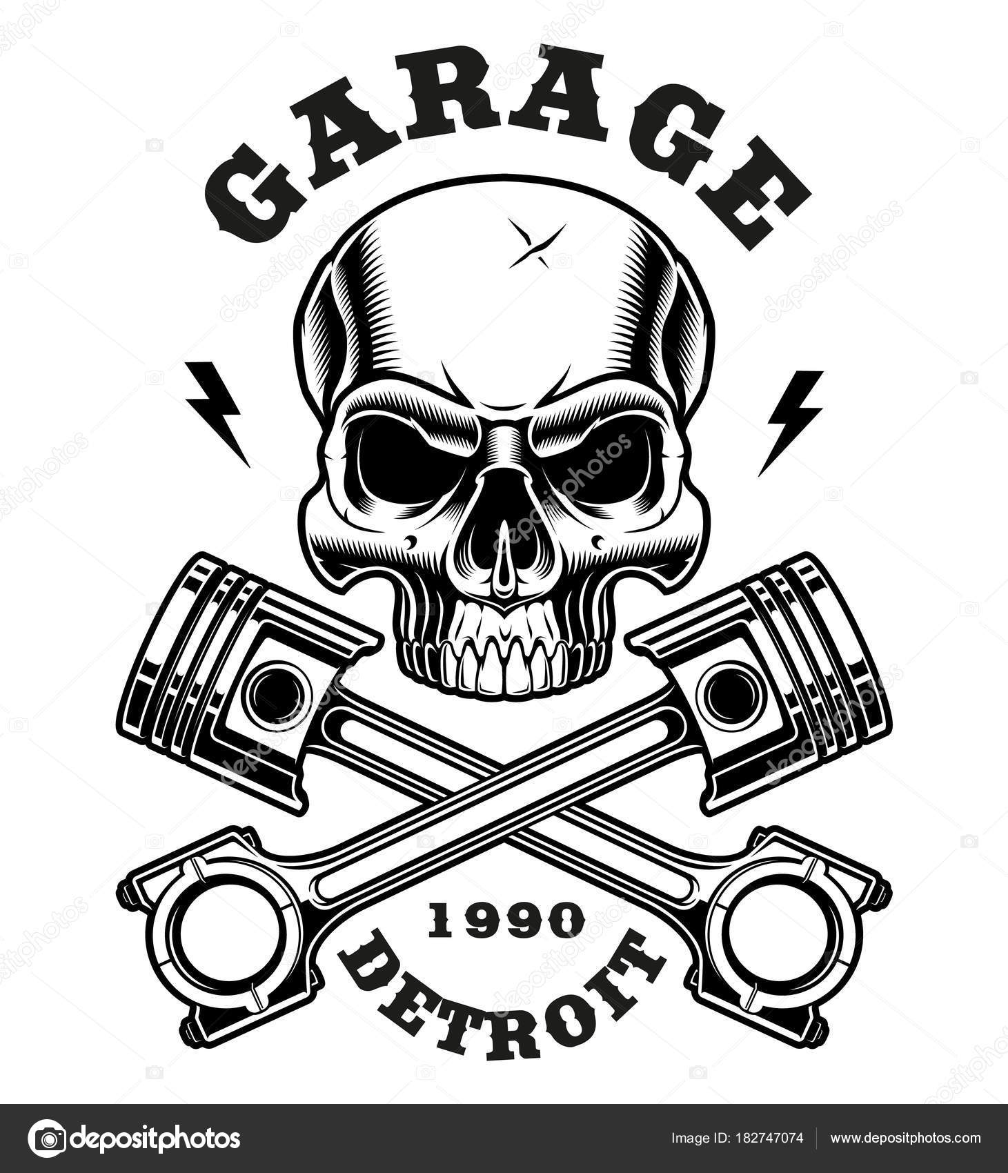 Clipart Crossed Pistons Skull With Crossed Pistons Stock Vector C Kasyanov Creation 182747074